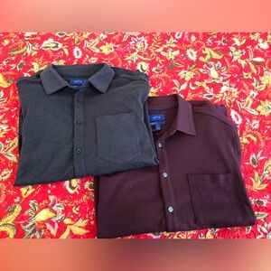 2 Shirts - Apt. 9 Gray  and Plum Premier Flex Shirt Size Large